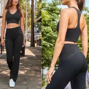 Spanx Booty Boost Flare Yoga Pants Size XLP  Navy Blue Worn Once